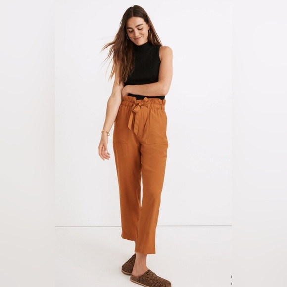 Madewell Pants - Madewell Women’s Dunaway Paperbag Pants w Tie Waist Golden Pecan Size Medium